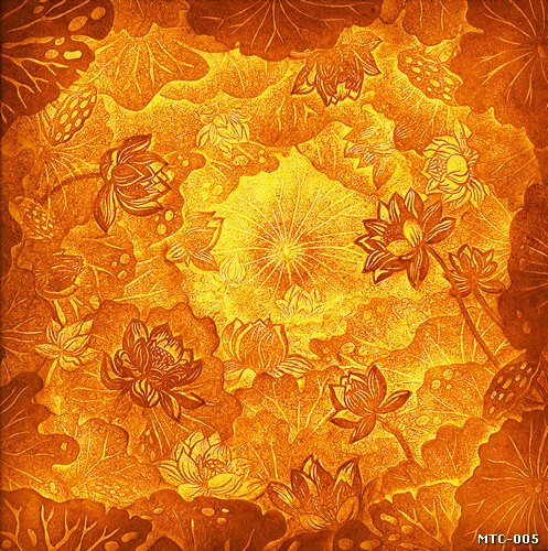 Tranh in trúc chỉ phòng thờ hoa sen  MTC-005